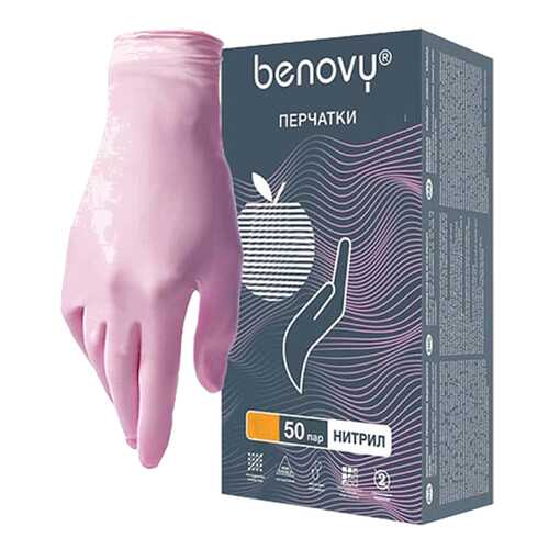 Розовые нитриловые перчатки BENOVY размер M 100 шт.50 пар Rubber Tech Ltd в Аптека Невис