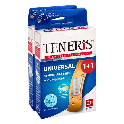 Пластыри TENERIS UNIVERSAL бактерицидные с ионами серебра 20+20 шт. в Аптека Невис