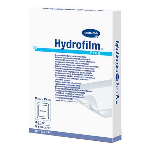 Прозрачная повязка HARTMANN Hydrofilm plus с впитывающей подушечкой 9 см х 15 см 5 шт. в Аптека Невис