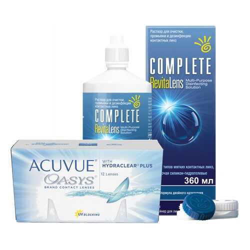 Контактные линзы Acuvue Oasys 12 линз R 8.4 -2.75 + Раствор Complete RevitaLens 360 мл в Аптека Невис