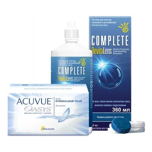 Контактные линзы Acuvue Oasys 24 линзы R 8.8 +3.25 + Раствор Complete RevitaLens 360 мл в Аптека Невис