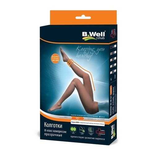 Колготки компрессионные B.Well JW 321 2 класс компрессии черные р.2 в Аптека Невис