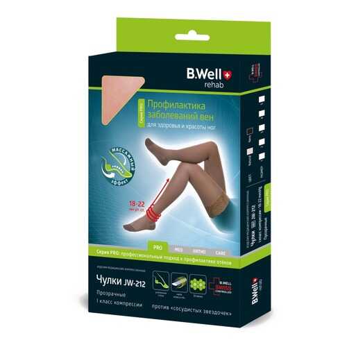 Компрессионные чулки (1 класс, 18-22 мм рт. ст.), №4, черные B.Well rehab JW-212 в Аптека Невис