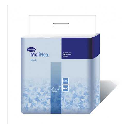 Одноразовые впитывающие пеленки, 60x60 см, 230 г/м2, 5 шт. MoliNea Plus D в Аптека Невис